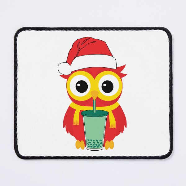 Item preview, Bubble tea drinking cute Red owl designed and sold by UniqueDesignHub.