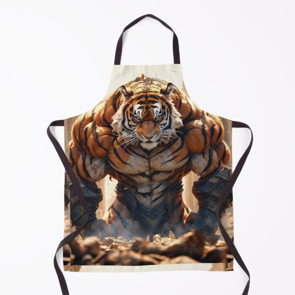 Artikelvorschau, muskulöser Tiger, individuelles Design, Midjourney-Kunst, entworfen und verkauft von MiidjourneyART.