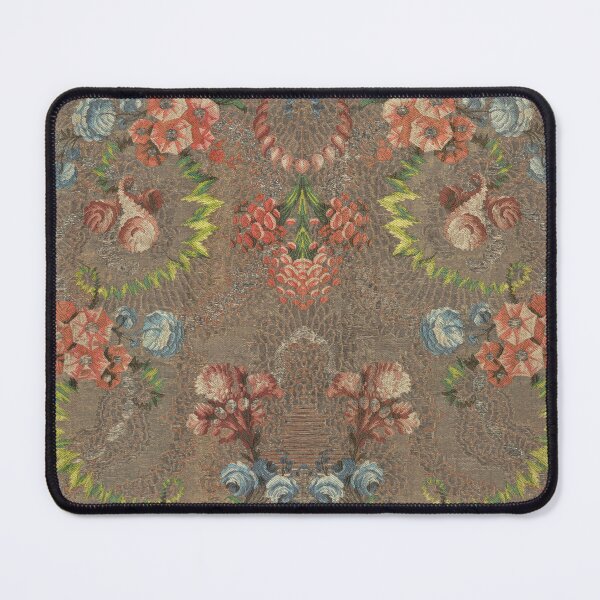 Item preview, Old Woven Floral Pattern with Pink and Blue Flowers and Green Leaves on Brown Background designed and sold by amovitania.