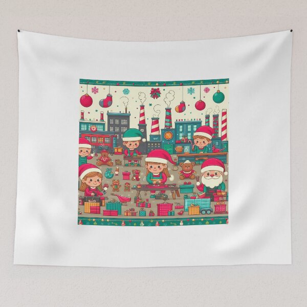 Item preview, Santa making childrens toys with his helpers.  designed and sold by fatbanana.