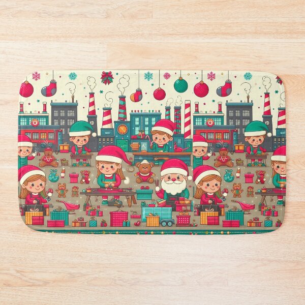 Item preview, Santa making childrens toys with his helpers.  designed and sold by fatbanana.