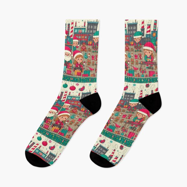 Item preview, Santa making childrens toys with his helpers.  designed and sold by fatbanana.