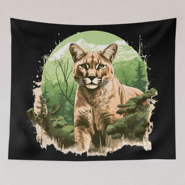 Item preview, Cougar In Nature, Mountain Lion Illustration  designed and sold by NBSStore.