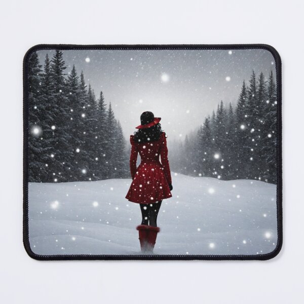 Item preview, Lady in red standing in the snow designed and sold by AimyDesigns.