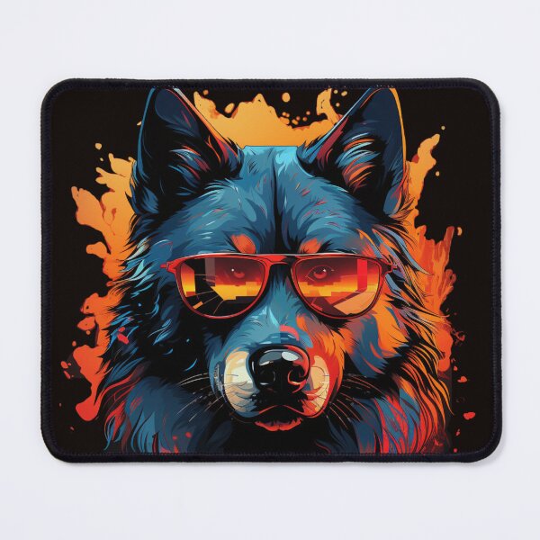Item preview, Sunset synthwave wolf in glasses designed and sold by SkyEditor.