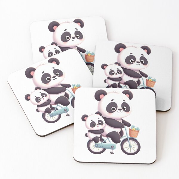 Item preview,  Cute panda and baby panda riding a cute bike  designed and sold by Cuteanimecorner.