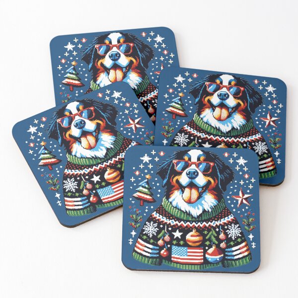 Item preview, Merry Woofmas | Happy Bernese Mountain Dog| Ugly Sweater USA Flag Edition designed and sold by TheMostLikely.