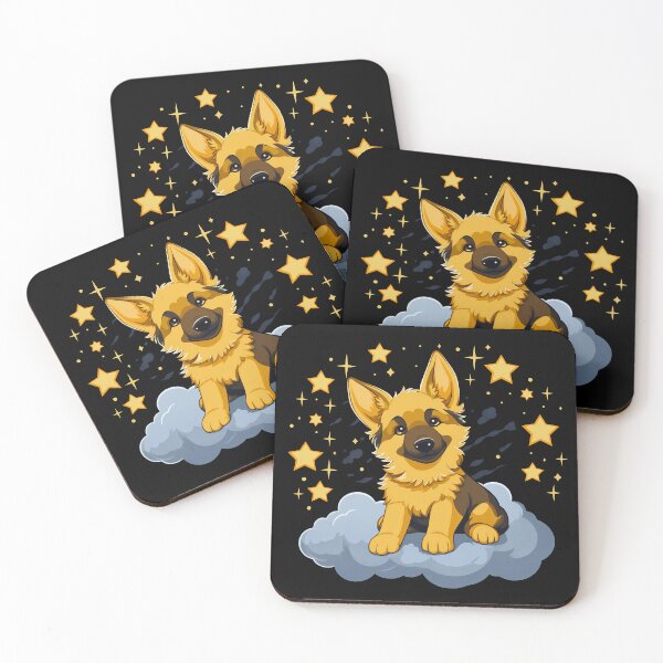 Item preview, Cute Kawaii German Shepherd Puppy Dog On The Cloud With Stars. Gsd dog breed baby pup Illustration  designed and sold by NBSStore.