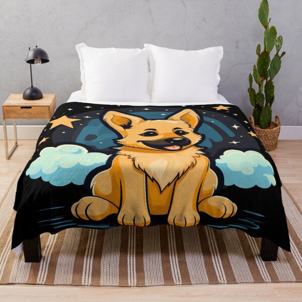 Item preview, Cute Kawaii German Shepherd Puppy Dog On The Cloud With Stars. Gsd dog breed baby pup Illustration designed and sold by NBSStore.