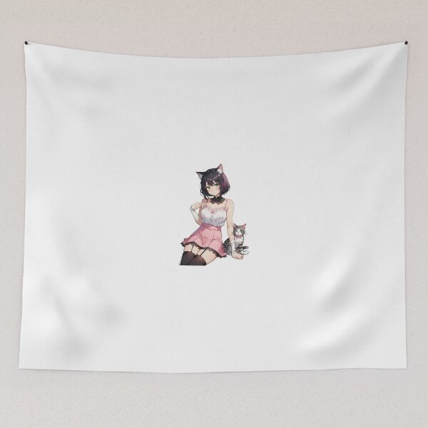 Item preview, Cute anime girl with black hair and a cat designed and sold by Wxjtecki.