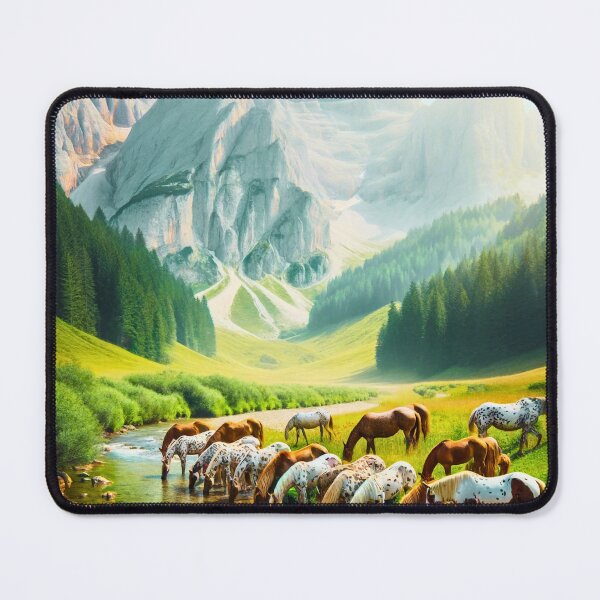Item preview, Appaloosa horses herd mountains river designed and sold by DesignMT.