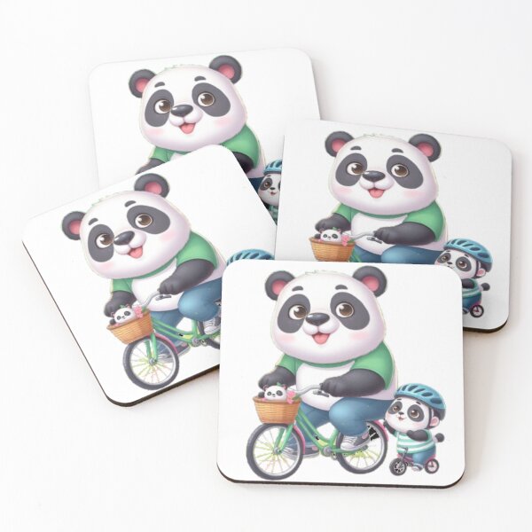 Item preview, Cute panda and baby panda riding a cute bike  designed and sold by Cuteanimecorner.