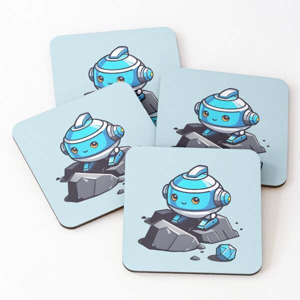 Item preview, Little blue robot on stones designed and sold by SpaceRockMining.