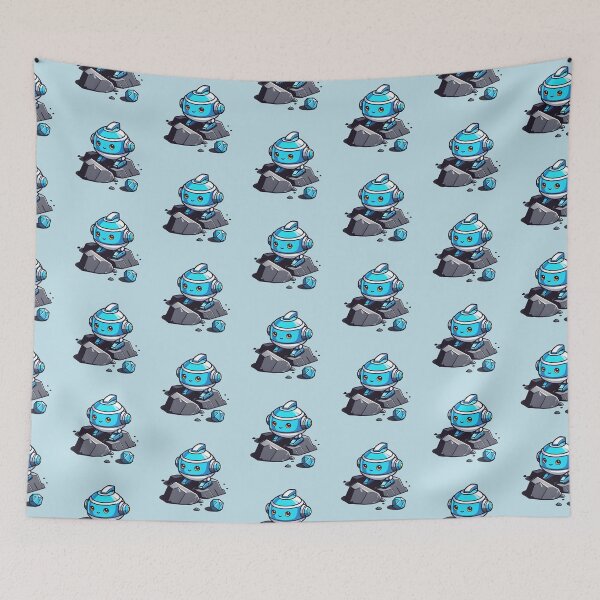 Item preview, Little blue robot on stones designed and sold by SpaceRockMining.