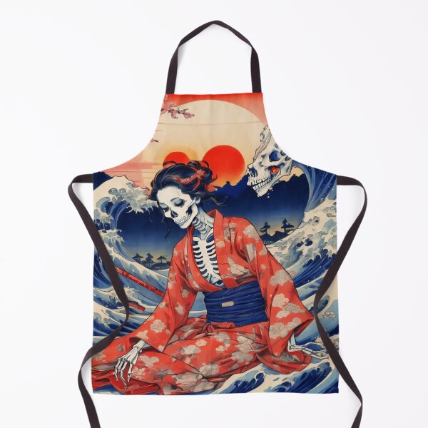 Item preview, Japanese Ukiyo-e Skeleton Woman On Sea Waves designed and sold by Bunmigraphics .