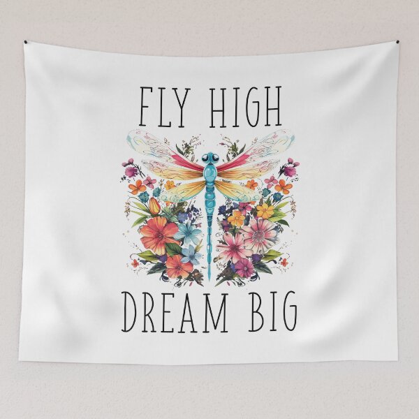Item preview, Floral Dragonfly - Fly High. Dream Big. (with Black Lettering) designed and sold by VelvetRoom.