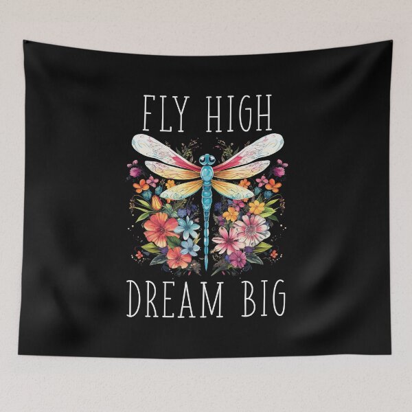 Item preview, Floral Dragonfly - Fly High. Dream Big. (with White Lettering) designed and sold by VelvetRoom.