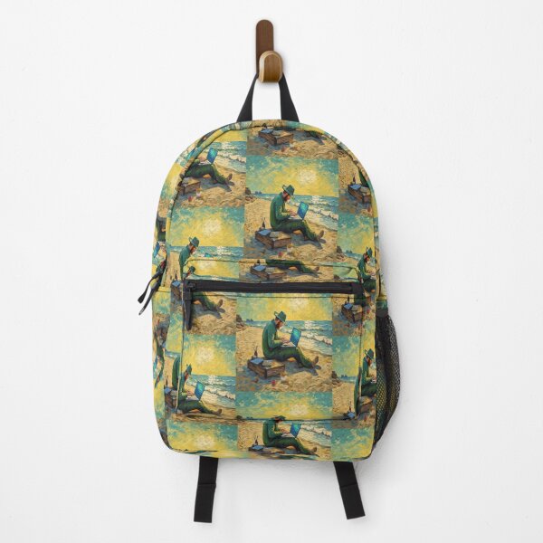 Item preview, Sunset Serenity: Digital Nomad Working on the Beach designed and sold by Artisticanvas.