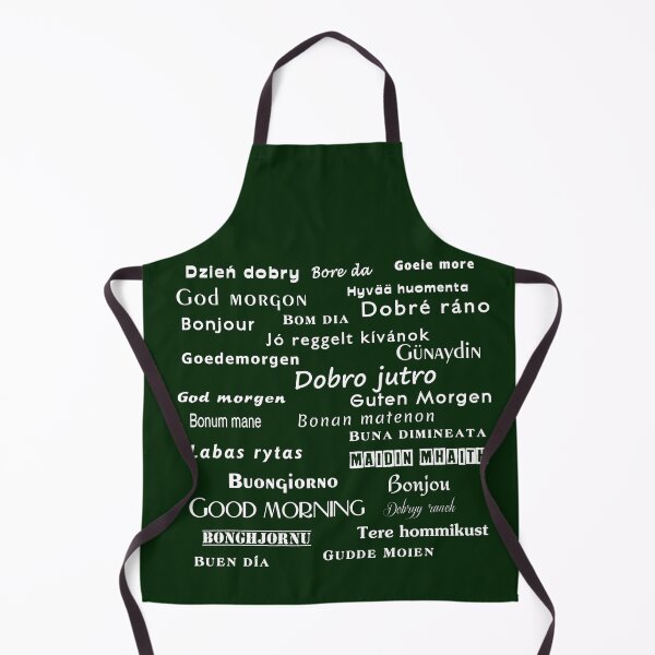 Item preview, Good morning in many languages, dzień dobry, Goedemorgen, Dobre rano, Bonjour, stay positive, nice day, for dark background designed and sold by Pawprints by Katrze.