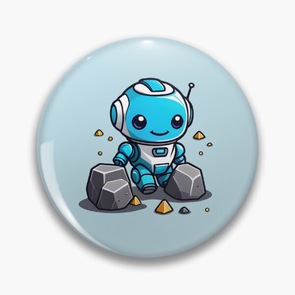 Item preview, Little blue robot with stones designed and sold by SpaceRockMining.
