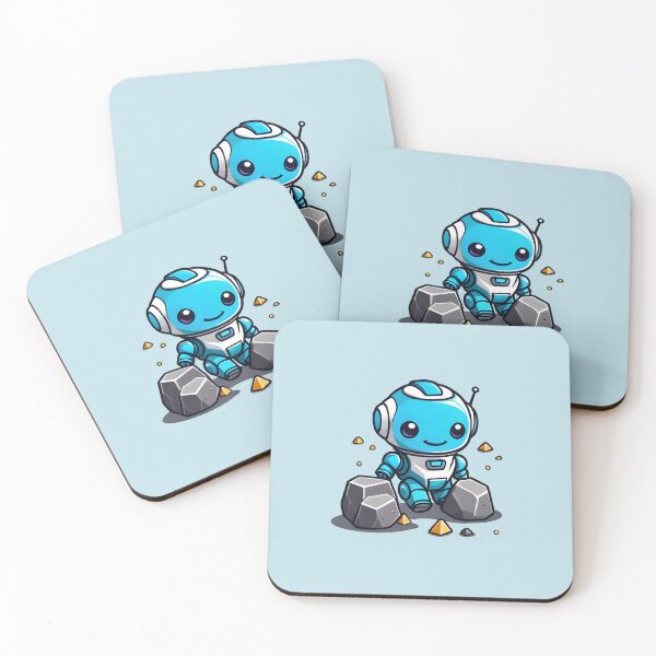 Item preview, Little blue robot with stones designed and sold by SpaceRockMining.