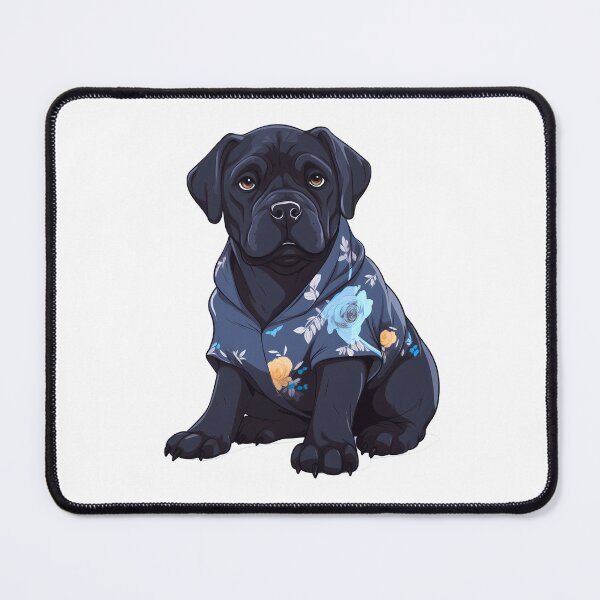 Item preview, Illustration of Cute Black Italian Mastiff Cane Corso Puppy Dog Wearing Tropical Shirt , Canary mastiff Molosser Dog Breed designed and sold by NBSStore.