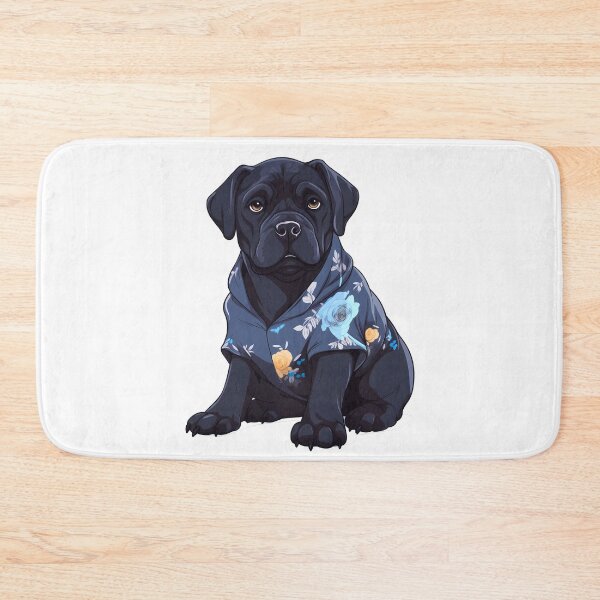 Item preview, Illustration of Cute Black Italian Mastiff Cane Corso Puppy Dog Wearing Tropical Shirt , Canary mastiff Molosser Dog Breed designed and sold by NBSStore.