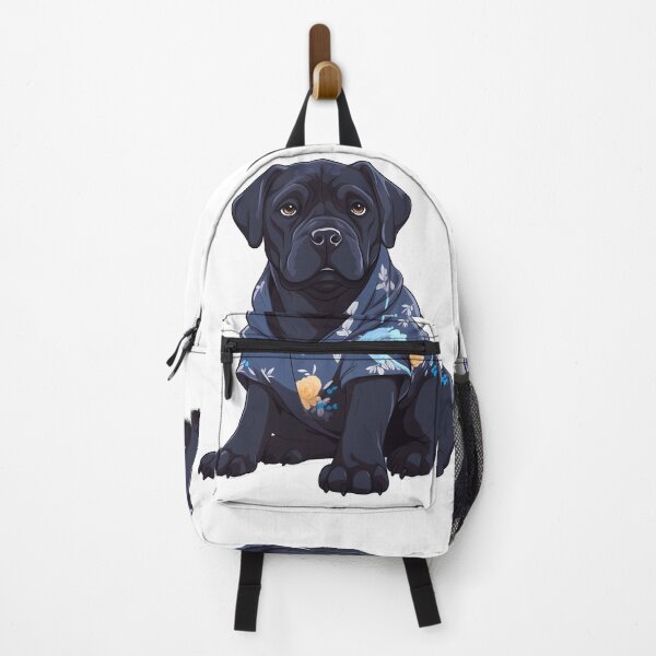 Item preview, Illustration of Cute Black Italian Mastiff Cane Corso Puppy Dog Wearing Tropical Shirt , Canary mastiff Molosser Dog Breed designed and sold by NBSStore.
