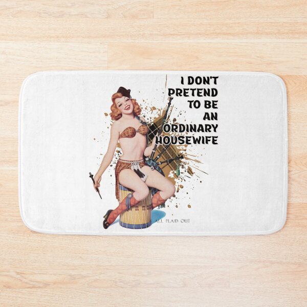 Item preview, Retro Housewife Humor I Don't Pretend to be an Ordinary Housewife Pin-up Girl Art designed and sold by adriana-holmes.