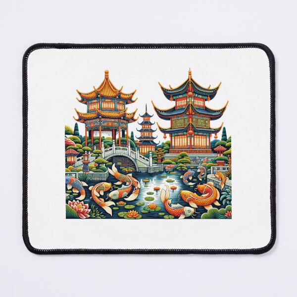 Item preview, Traditional Chinese Garden in Folk Art Style designed and sold by VoilaPrint.