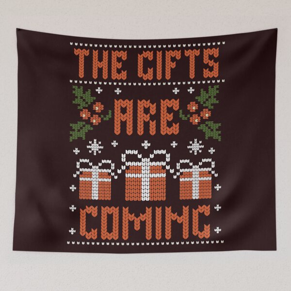 Item preview, The gifts are coming - festive Christmas pattern in the style of a knitted ugly sweater. designed and sold by SaraSumi.
