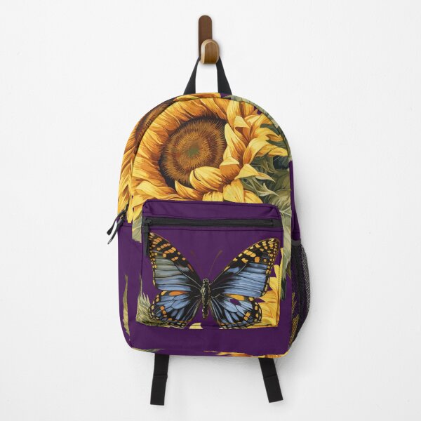 Item preview, A botanical art of  Sunflower on summer with a happy blue butterfly on white background designed and sold by WhiteDoveArt.