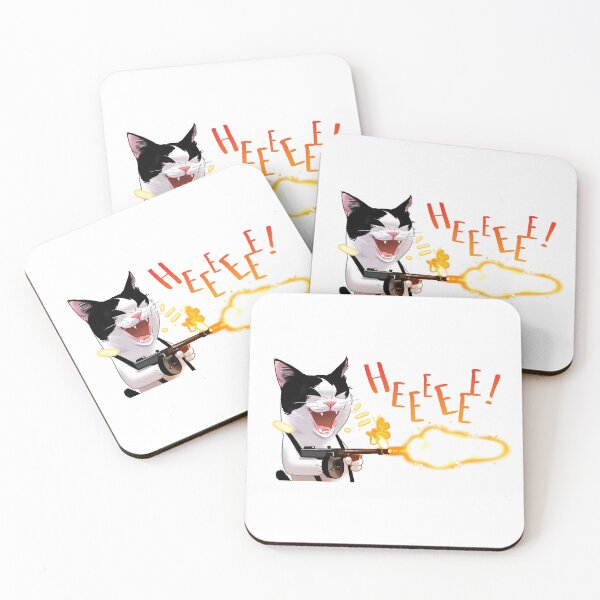 Item preview, Black and white cat shooting a gun Heeeeeeeee! designed and sold by Toss4pon.