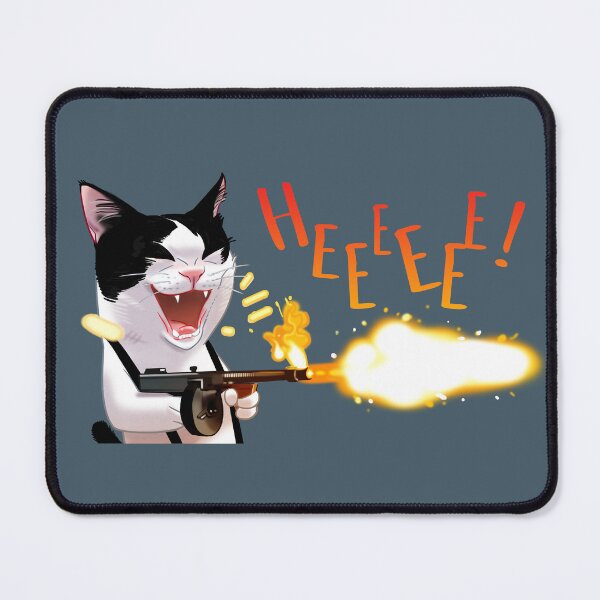 Item preview, Black and white cat shooting a gun Heeeeeeeee! designed and sold by Toss4pon.