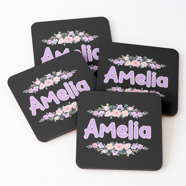 Item preview, Purple Flower Amelia Name Label (Black) designed and sold by NormadWorld.