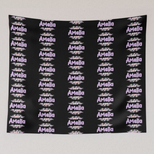 Item preview, Purple Flower Amelia Name Label (Black) designed and sold by NormadWorld.