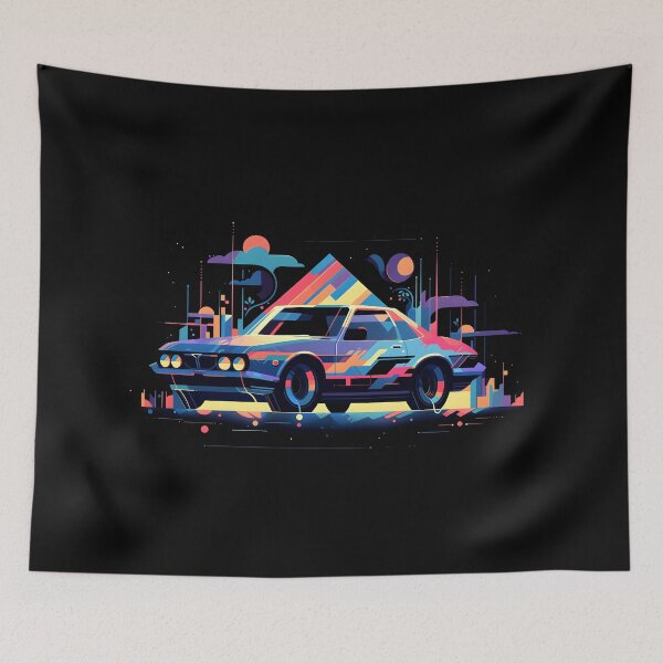 Item preview, Rainbow car made from a collage of sparsely arranged rectangular paper cut-outs in bright colors designed and sold by Gabi.Media.