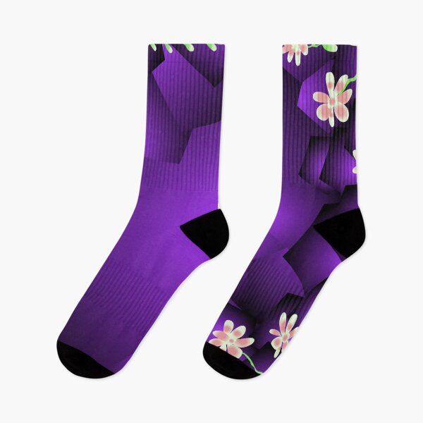 Item preview, Purple gradient background with geometric shapes and flowers on it  designed and sold by SunbeamMoon111.