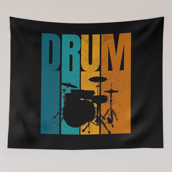 Item preview, Silhouette Drum Set Drawing, Vintage Colors Texture designed and sold by CJansuebsri.