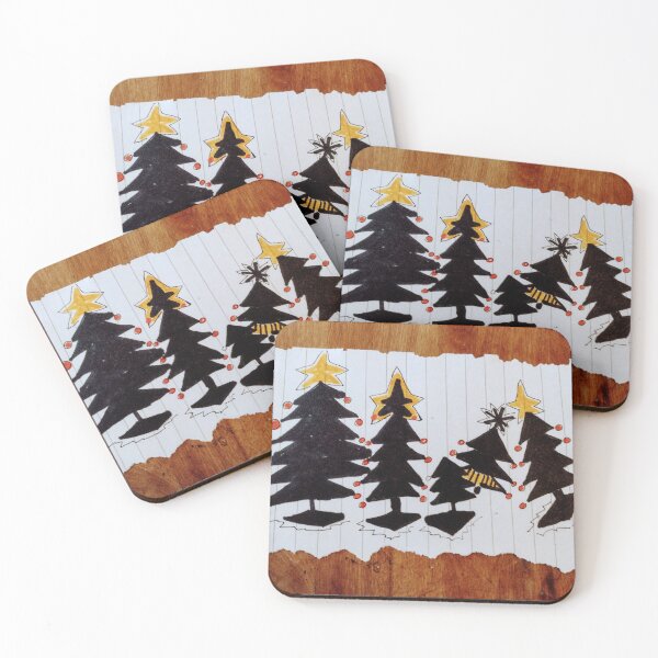 Item preview, Christmas trees in black designed and sold by ArtbyColleen.