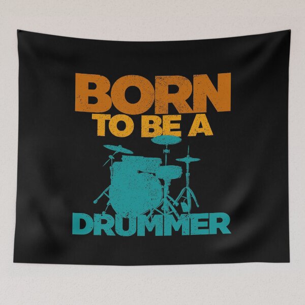 Item preview, Silhouette Drum Set Drawing, Born To Be A Drummer, Vintage Colors Texture designed and sold by CJansuebsri.