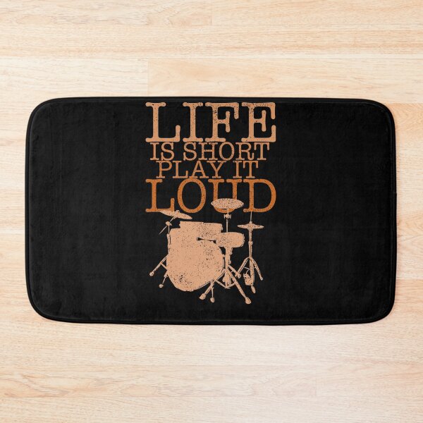 Item preview, Life Is Short, Play It Loud, Vintage Colors With Silhouette Drum Set  designed and sold by CJansuebsri.