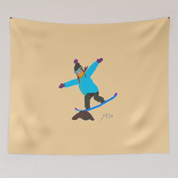 Item preview, Snowboarding girl jibbing rock designed and sold by Tanuki-Time.