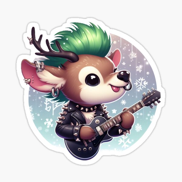 snow punk reindeer Sticker
