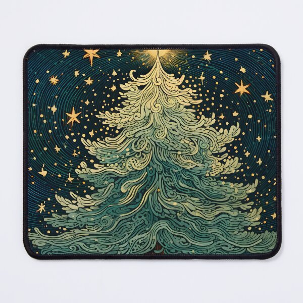 Item preview, Detailed woodcut Christmas tree art print designed and sold by dcrc.