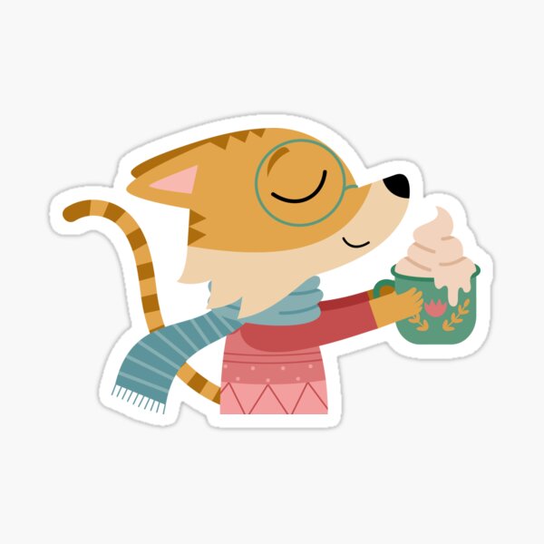 Tigre écharpe tasse chocolat chantilly Sticker