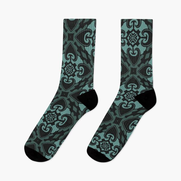 Item preview, Heart of the Forest-Tribal Teal-Fancy Pants Sox designed and sold by Annette Chabidon Studio.