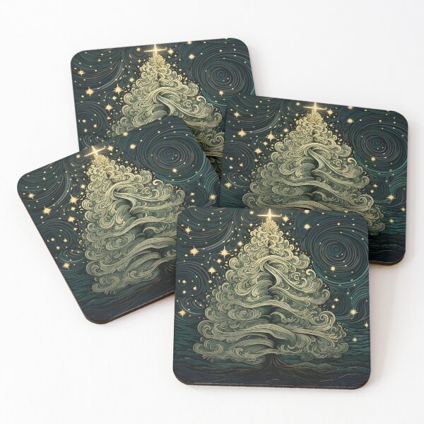 Item preview, decorative detailed swirling christmas tree print designed and sold by dcrc.