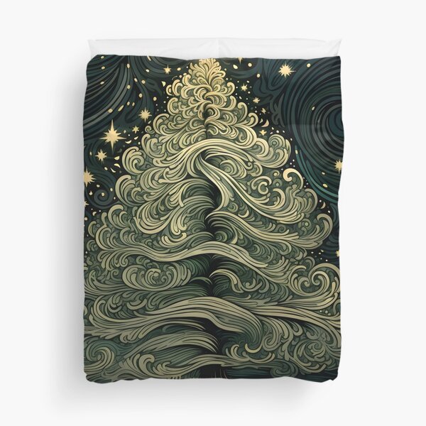 Item preview, decorative detailed swirling christmas tree print designed and sold by dcrc.