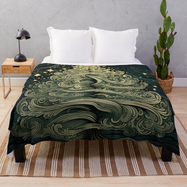 Item preview, decorative detailed swirling christmas tree print designed and sold by dcrc.